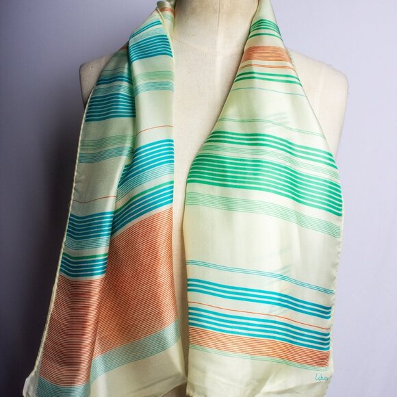 Echo Silk Scarf | Vintage Long Scarf | Retro Style Silk Long Scarf - Picture 5 of 7